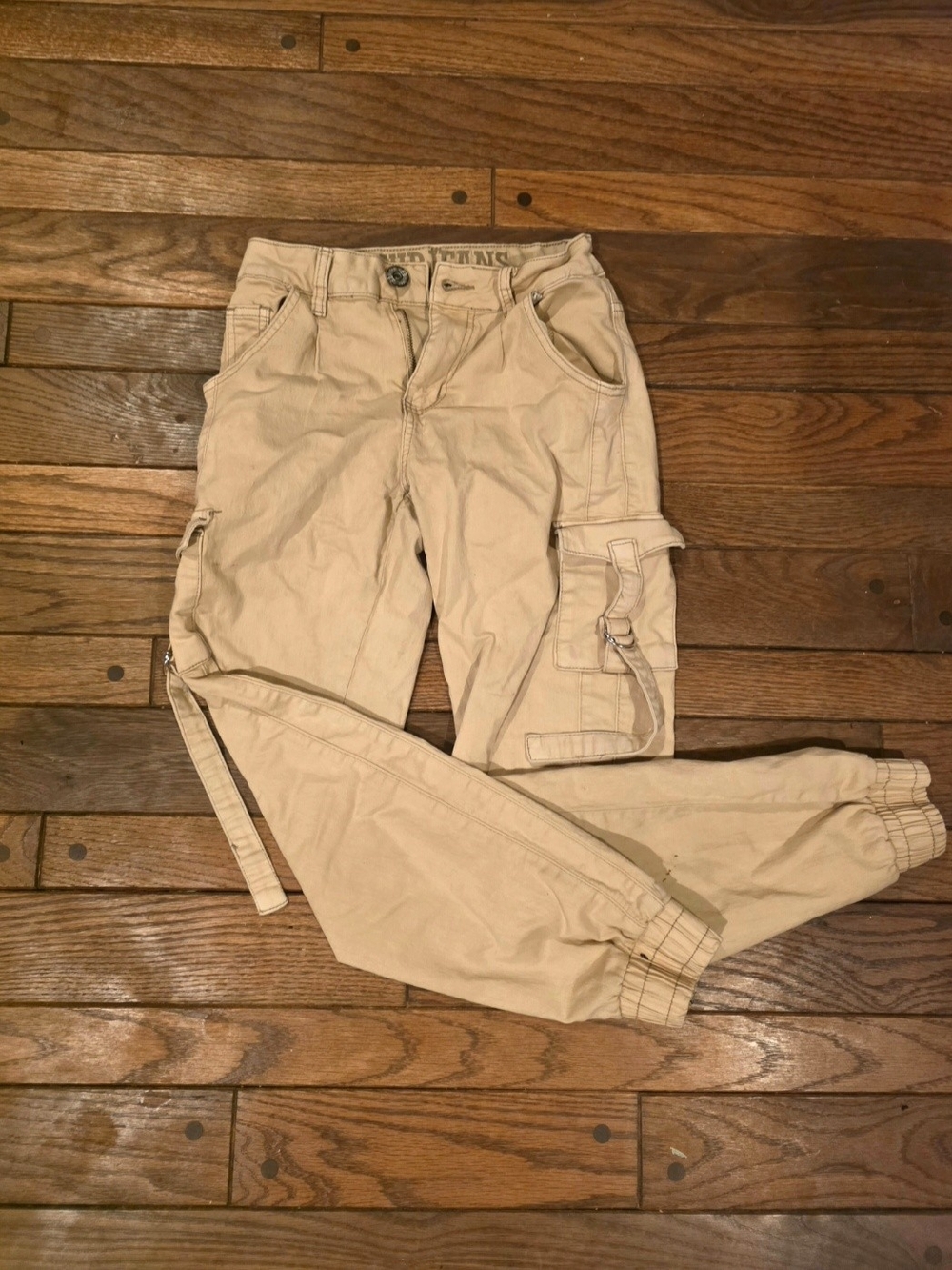Kids Beige Cargo Jogger Pants